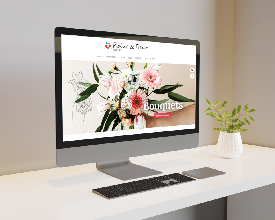 Mockup ordinateur site du Plaisir de fleurs
