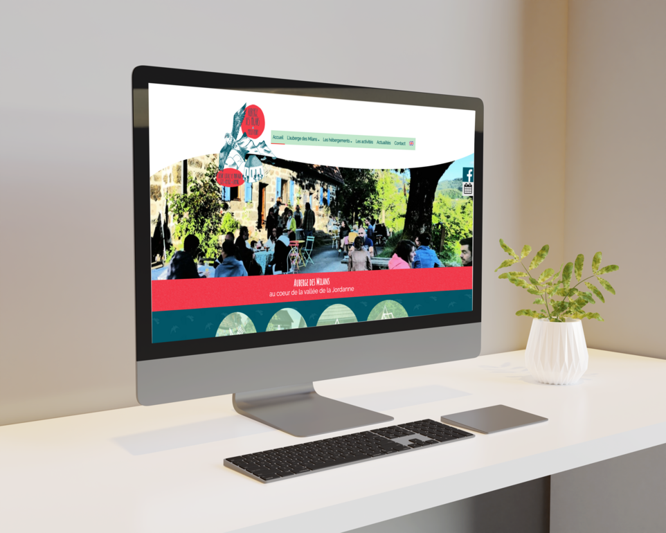 Mockup ordinateur site de l'Auberge des Milans